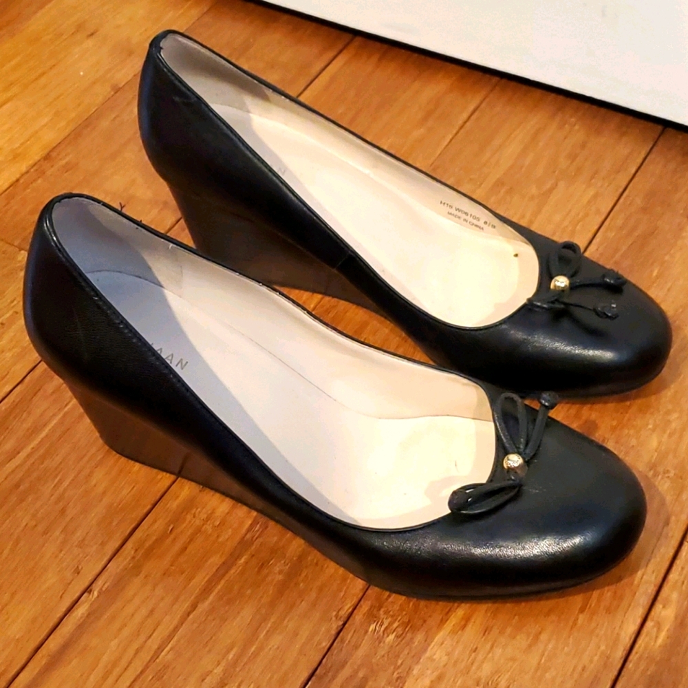 Cole Haan black leather wedge